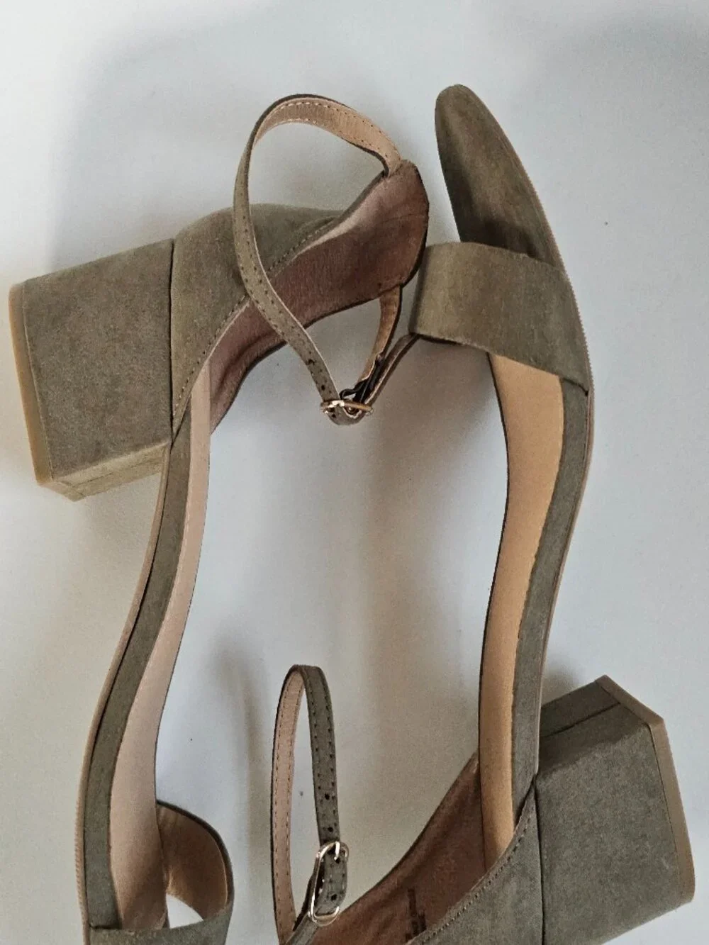 Guess Olive Green Block Heel Sandals with Ankle Strap